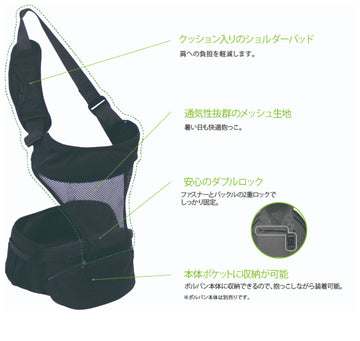 ポルバン シリーズ共通 シングルショルダーベルト メッシュブラック P7301 POLBAN ラッキー工業【ゆうパケット送料無料】